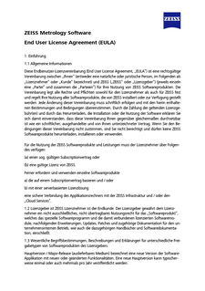 Vorschaubild von ZEISS Metrology Software End User License Agreement (EULA)