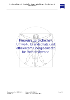 Vorschaubild von Hinweise zu Sicherheit, Umwelt-, Brandschutz und effizientem Energieeinsatz